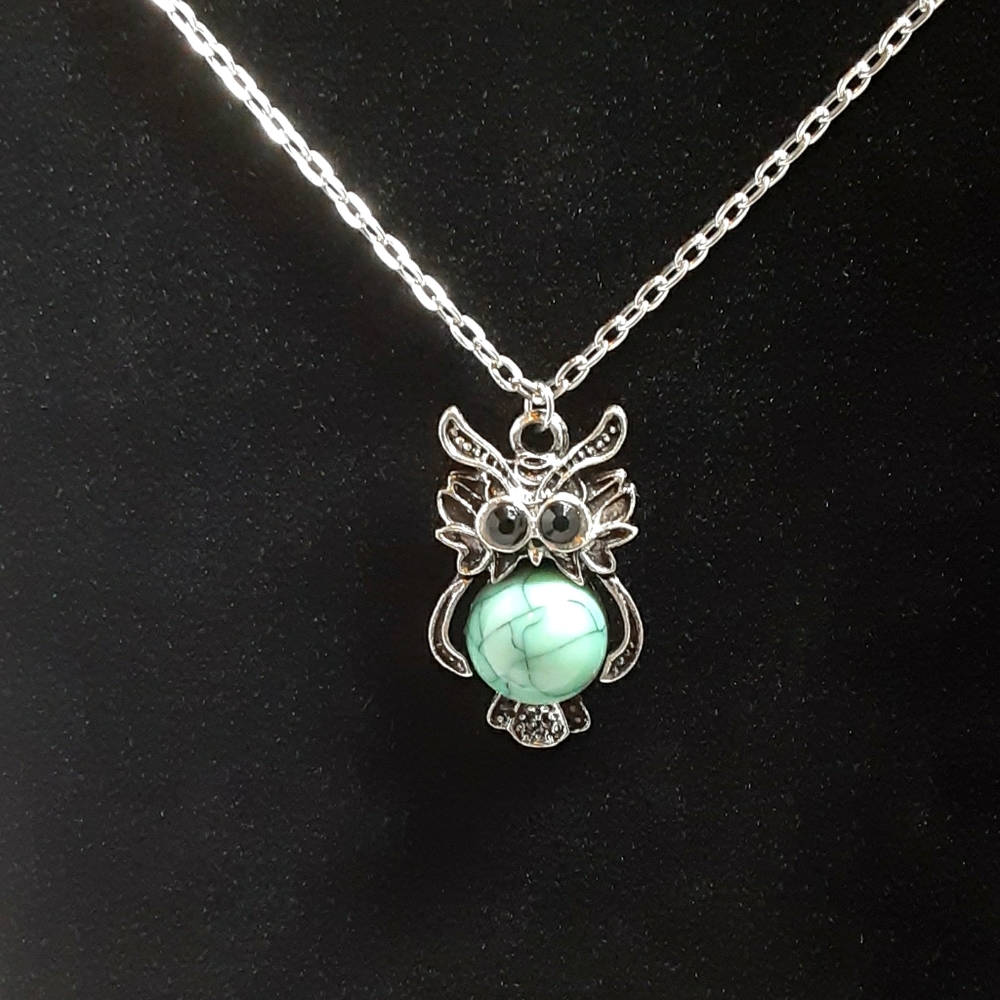 Owl Necklace Turquoise